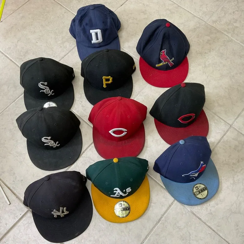 Lot Of 10 VTG. Most  New Era on field /1 Nike Fitted Hats MLB teams / 1 NFL  *